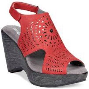 JBU by Jambu Brittany Platform Red Cutout Wedge Slingback Sandals EUC